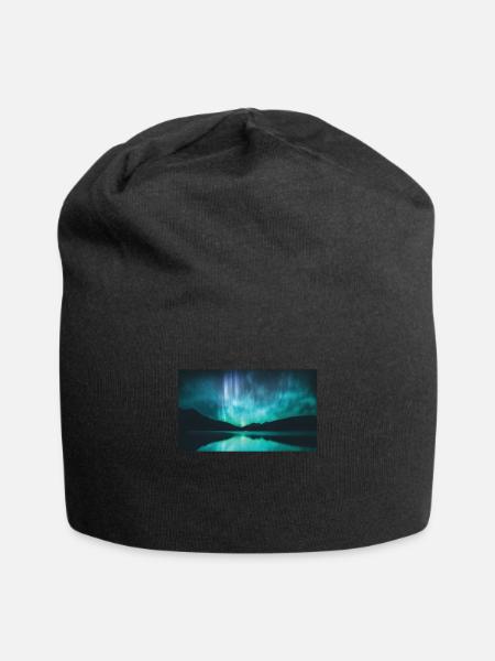 Nordlichter Polarlicht Aurora Borealis - Jersey-Beanie - Schwarz