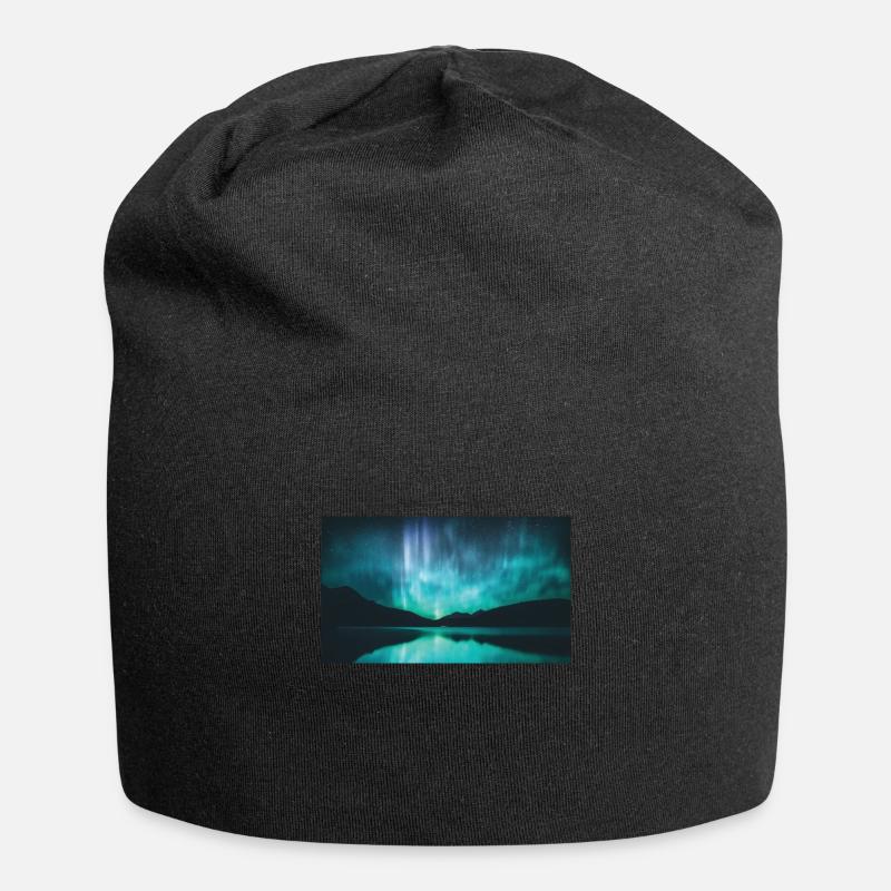 Nordlichter Polarlicht Aurora Borealis - Jersey-Beanie - Schwarz