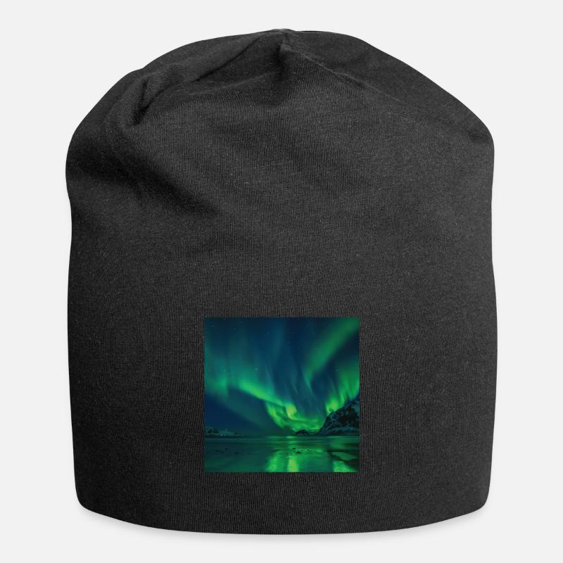 Aurora Borealis Polarlicht Nordlichter - Jersey-Beanie - Schwarz