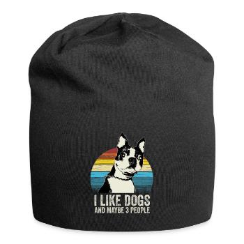 I Like Dogs and Maybe 3 People - Pet Lovers Funny - Jersey Beanie - black - Front