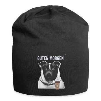 Hund mit Hoodie Guten Morgen Kaffee - Jersey-Beanie - Schwarz - Vorne