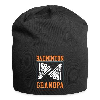 Badminton Grandpa | Badmintonspieler Geschenk - Jersey-Beanie - Schwarz - Vorne