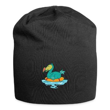 Dodo in the water with floating tire bird - Jersey Beanie - black - Front