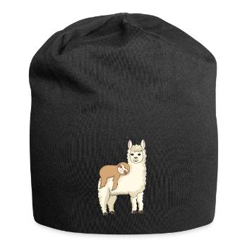 Lustiges Faultier reitet Lama - Jersey-Beanie - Schwarz - Vorne