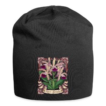 Vintage Orchideen Illustration, antike Orchidee - Jersey-Beanie - Schwarz - Vorne