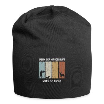 Lustiges Wenn Der Hirsch Ruft Muss Ich - Jersey-Beanie - Schwarz - Vorne