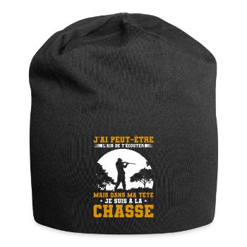 Mais Dans Ma Tête Je Suis À La Chasse Chasseur - Bonnet en jersey - noir - Devant