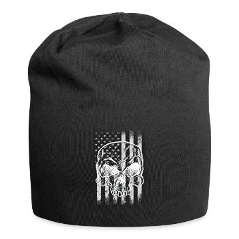 Colorful Skull Cool Skull with USA Flag - Jersey Beanie - black - Front