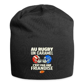 Au Rugby Un Caramel C'est Pas Une Friandise. rugby - Bonnet en jersey - noir - Devant