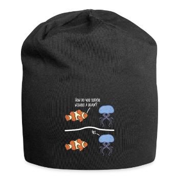 Qualle Meerestier Tauchen Quallen - Jersey-Beanie - Schwarz - Vorne