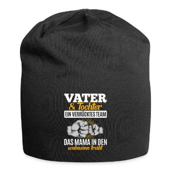 Vater & Tochter ein Verrücktes Team Partnerlook - Jersey-Beanie - Schwarz - Vorne