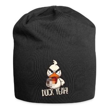 Duck yes! Funny duck with middle finger - Jersey Beanie - black - Front
