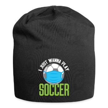 Fußball Ich Will Nur Fußball Spielen Maskiert - Jersey-Beanie - Schwarz - Vorne