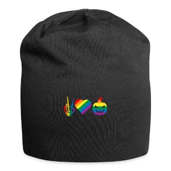 Frieden Liebe Stolz Schwulenstolz Skelett Kürbis - Jersey-Beanie - Schwarz - Vorne