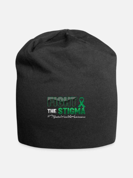 Fight Stigma Mental Health Awareness Month Green - Jersey Beanie - black