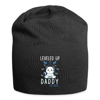 Leveled Up To Daddy Est. 2023 Gaming Cat - Jersey Beanie - black - Front