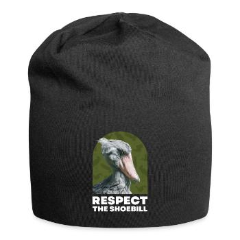 Respect the Shoebill Schuhschnabel Vogel - Jersey-Beanie - Schwarz - Vorne