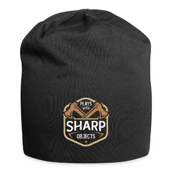 Axe Throwing Plays With Sharp Objects Double Ax - Jersey Beanie - black - Front