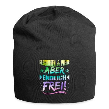 Geschieden und Pleite aber Frei Scheidungsparty - Jersey-Beanie - Schwarz - Vorne