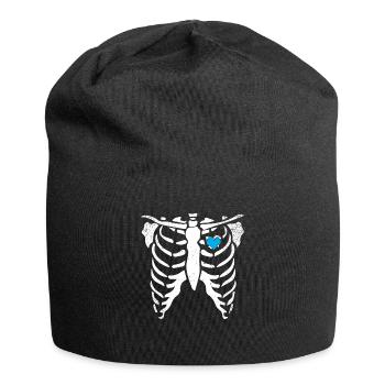 Skeleton Ice Heart Rib Cage X-Ray Funny Halloween - Jersey Beanie - black - Front