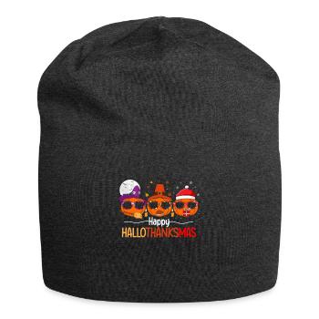 Happy HalloThanksMas Kürbis Weihnachten Halloween - Jersey-Beanie - Anthrazit - Vorne