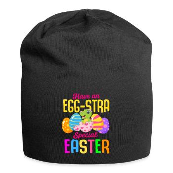 Easter T-rex Dinosaur Rabbit Easter Holiday - Jersey Beanie - black - Front