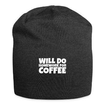 Funny School Pupil Coffee Lover Gift - Jersey Beanie - charcoal grey - Front