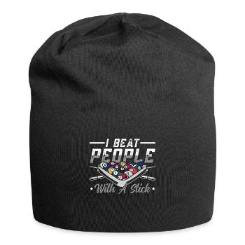 Cue Sports I Beat People With Billiard Pool Player - Jersey-Beanie - Schwarz - Vorne