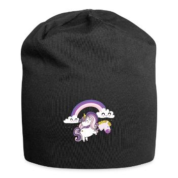 Einhorn Steckenpferd Hobbyhorsing - Jersey-Beanie - Schwarz - Vorne