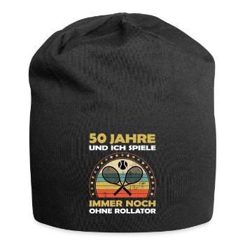 Lustiges Tennisspieler 50 Jahre alt zum Geburtstag - Jersey-Beanie - Schwarz - Vorne