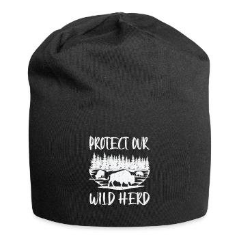 Weltnaturschutztag Retro-Bison Wildlife Tierschutz - Jersey-Beanie - Schwarz - Vorne