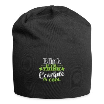 Blink if you think cornhole is cool game - Jersey Beanie - black - Front