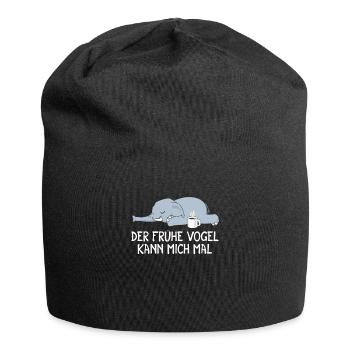 Der Frühe Vogel kann mich mal Elefant Kaffee - Jersey-Beanie - Schwarz - Vorne