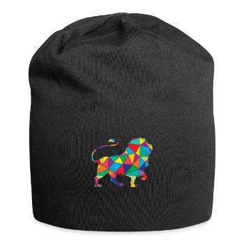Polygone du lion Low Poly Animal sauvage - Bonnet en jersey - noir - Devant