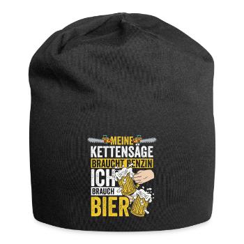 Ich brauche Bier die Kettensäge braucht Benzin - Jersey-Beanie - Schwarz - Vorne