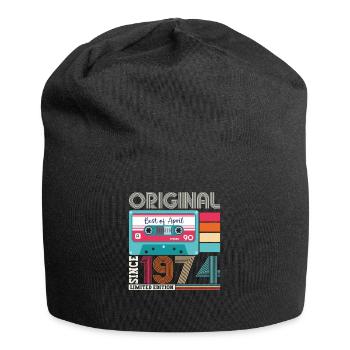 49th birthday man April Born 1974 Cassette - Jersey Beanie - black - Front