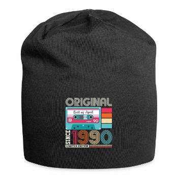 33rd birthday man April born 1990 cassette - Jersey Beanie - black - Front