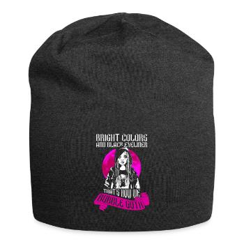 Knallige Farben schwarzer Eyeliner Bubble Goth - Jersey-Beanie - Anthrazit - Vorne
