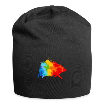 Farbspritzer Igel Bunter Igel - Jersey-Beanie - Schwarz - Vorne