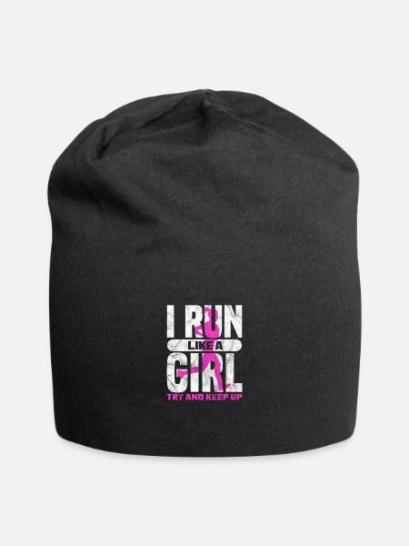 Laufen Läufer Jogging Joggen Läuferin Geschenk - Jersey-Beanie - Schwarz