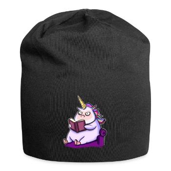 Einhorn Lesen Buch Bücher - Jersey-Beanie - Schwarz - Vorne