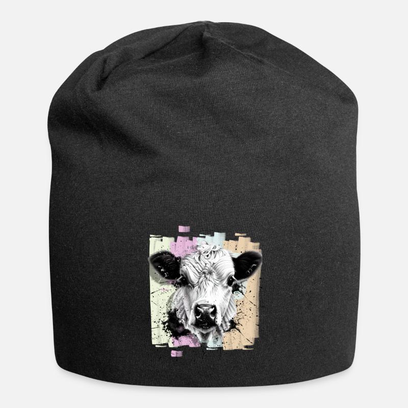Kuh - Jersey-Beanie - Schwarz