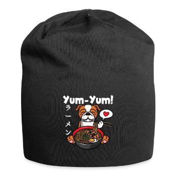 Anime Bulldog Ramen Nouilles Chien Kawaii - Bonnet en jersey - noir - Devant