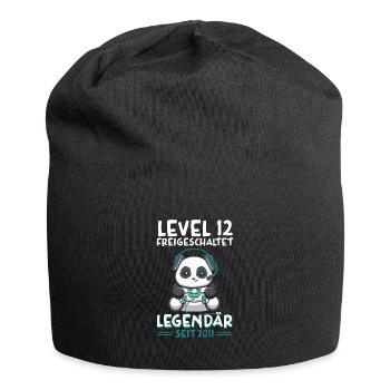 Level 12 Jahre Geburtstagsshirt Panda Gamer 2013 - Jersey-Beanie - Schwarz - Vorne