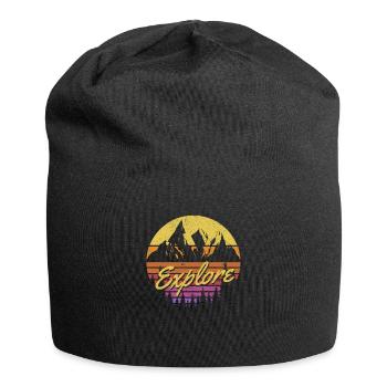 Découvrez Retro Rainbow Gradient Mountain - Bonnet en jersey - noir - Devant