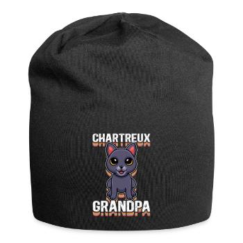 Chartreux Grandpa Carthusian Cat Gift - Jersey Beanie - black - Front