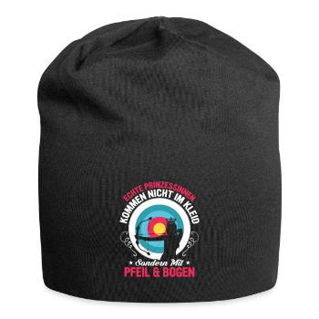 Echte Prinzessinen kommen mit Pfeil & Bogen Schies - Jersey-Beanie - Schwarz - Vorne