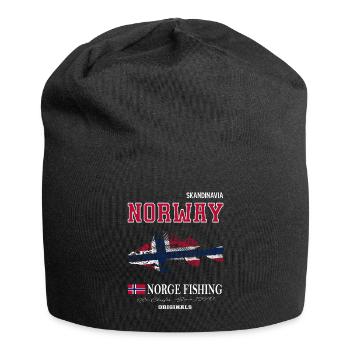 Norvège pêche Drapeau norvégien - Bonnet en jersey - noir - Devant