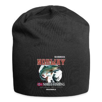 Norvège pêche Drapeau norvégien - Bonnet en jersey - noir - Devant