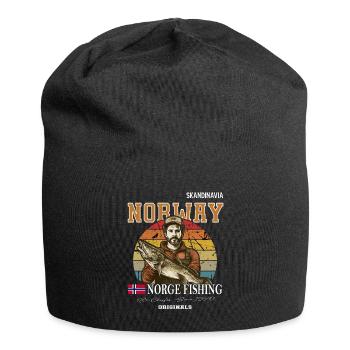 Norvège pêche Drapeau norvégien - Bonnet en jersey - noir - Devant